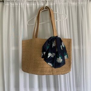 Draper James Straw bag with floral scarf
